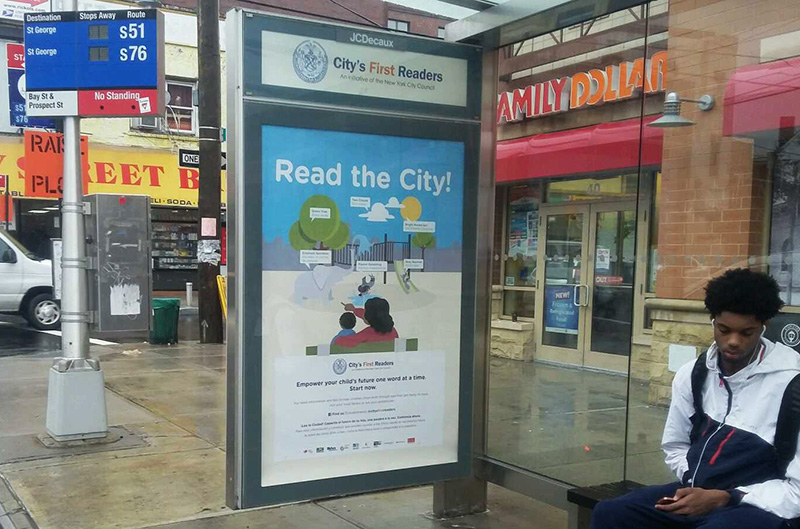 Read the City poster in a Staten Island bus shelter