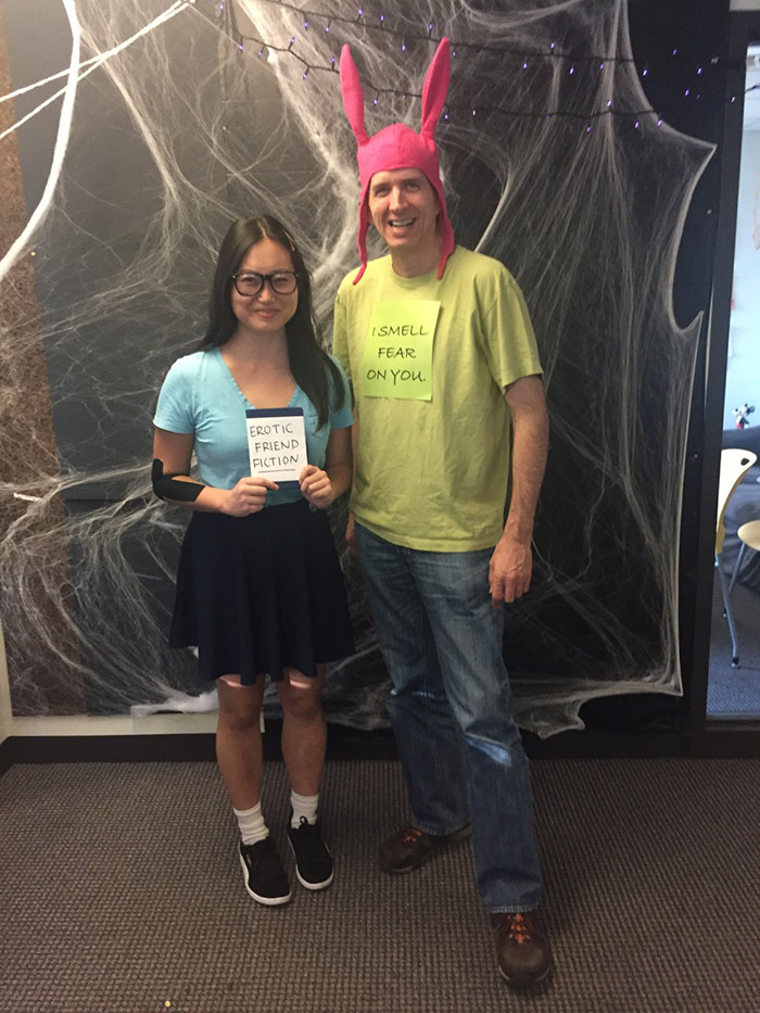 Kelly and Lee dressed as Bob's Burgers characters