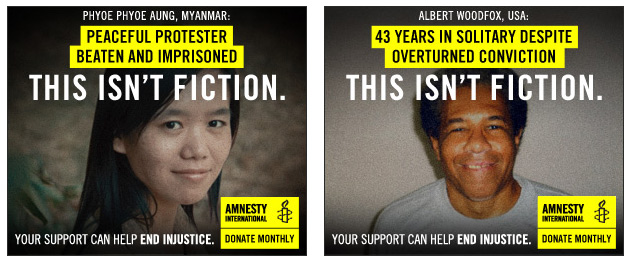 Two Amnesty International banner ads